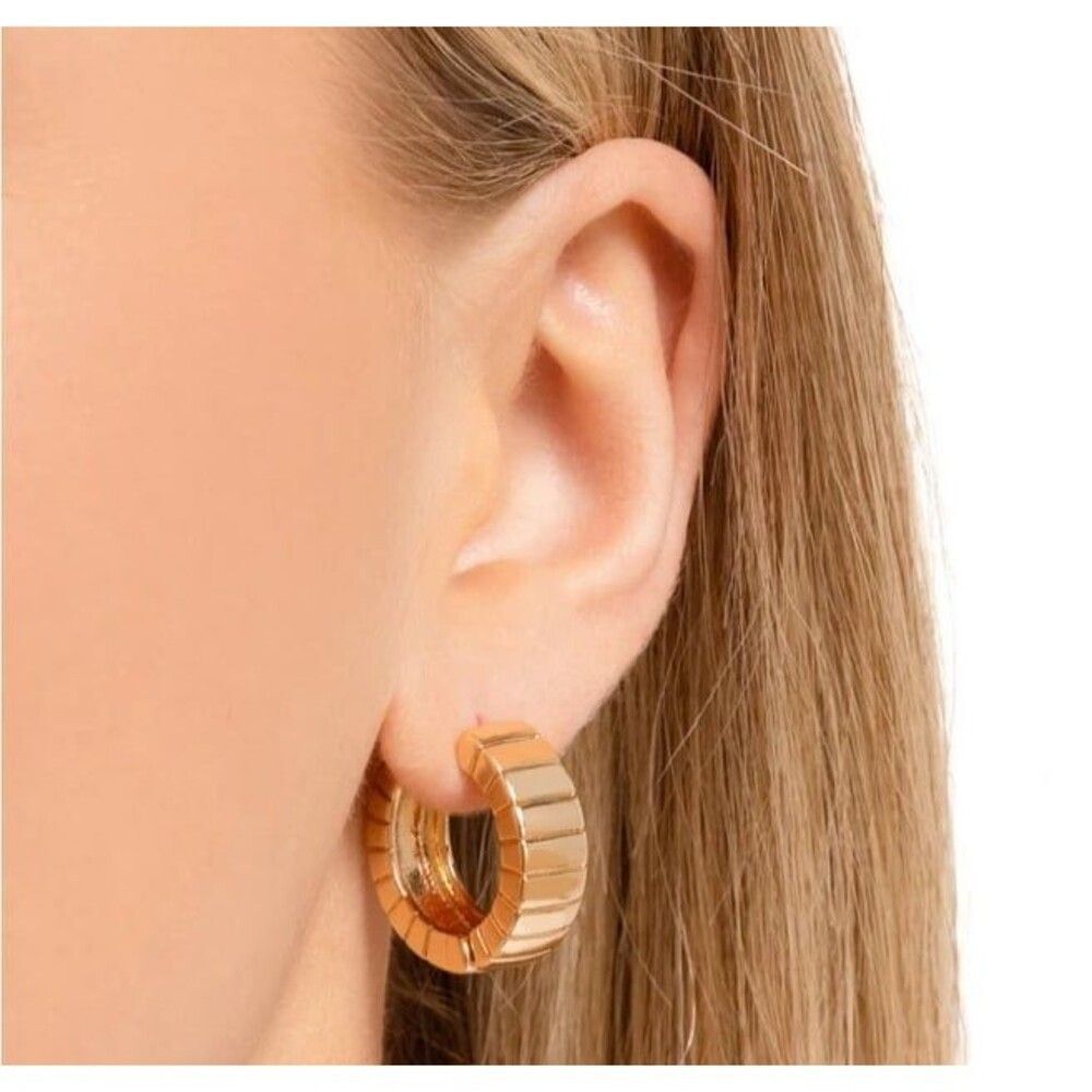 Paparazzi Interlocked Immunity Gold Bold Hoop Earrings Pierced Nickel Free New